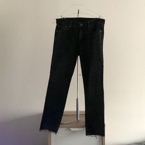Mens black jeans cutoff, used but in great condition. Fairly good stretch